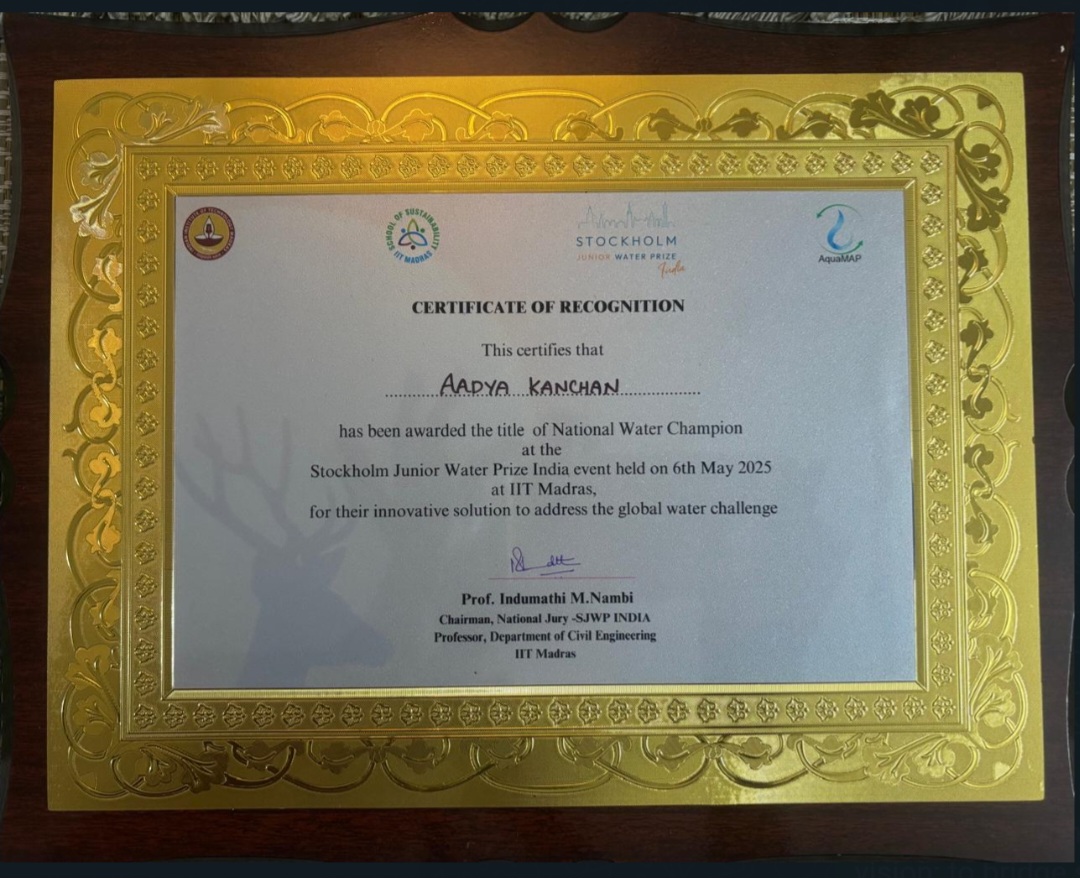 National Water Champion at IIT Madras